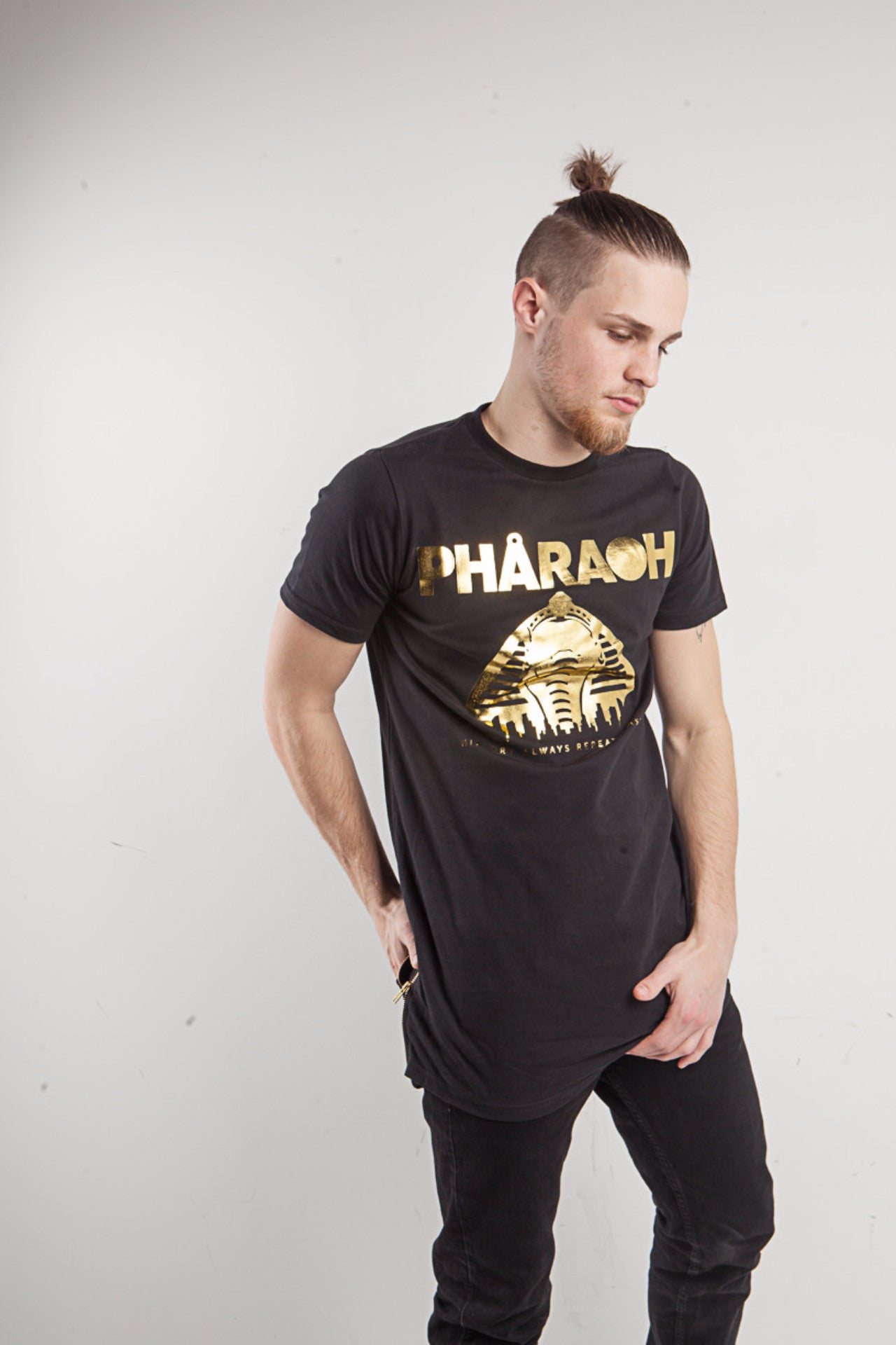 History Always Repeats Itself Longline Shirt: Gold-Black - Pharaoh Threads